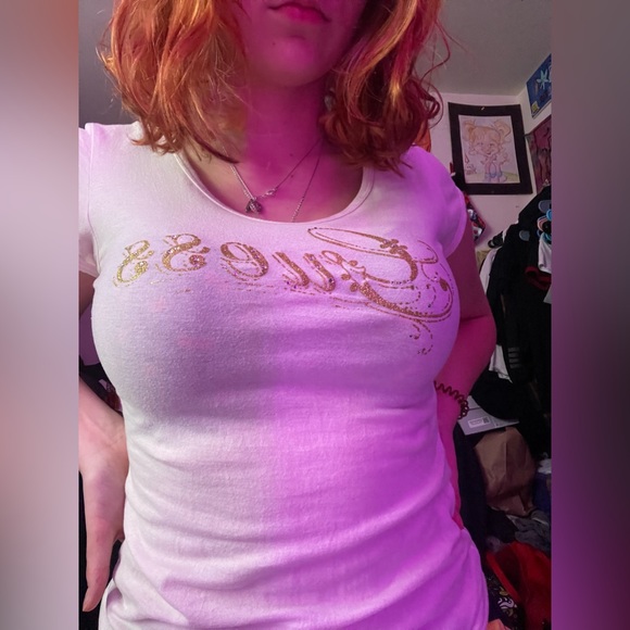 Y2K Guess gold wing white t shirt size large - Picture 4 of 4